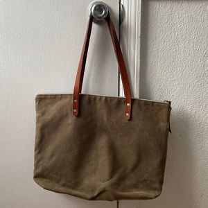 Joyner Avenue Everyday Tote in waxed olive canvas